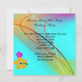 Invitation Fête de la piscine de plage Été rose Turquoise (Dos)