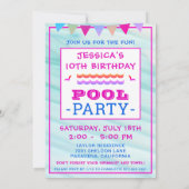 Invitation Fête de la piscine de poisson joyeuse pour les fil (Dos)