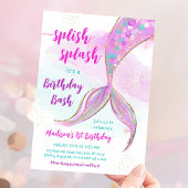 Invitation Fête de la piscine de sirène Anniversaire