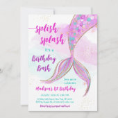 Invitation Fête de la piscine de sirène Anniversaire (Devant)