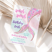 Invitation Fête de la piscine de sirène rose pourpre Annivers