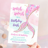 Invitation Fête de la piscine de sirène rose pourpre Annivers