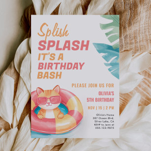 Invitation Fête de la piscine de Splish Fille Anniversaire