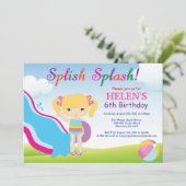 Invitation Fête de la piscine de toboggan aquatique Anniversa (Debout devant)