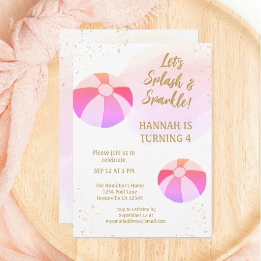 Invitation Fête de la piscine d'eau vive et étincelante