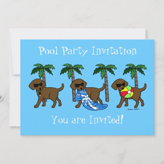 Invitation Fête de la piscine des Cool au chocolat (Devant)