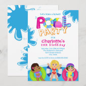 Invitation Fête de la piscine des filles 11e anniversaire Inv (Devant / Derrière)