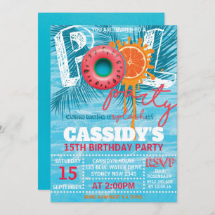 Invitation Fête de la piscine d'été