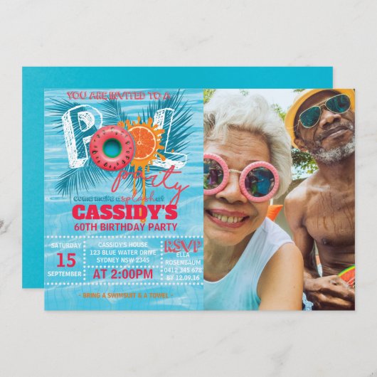 Invitation Fête de la piscine d'été (Devant / Derrière)