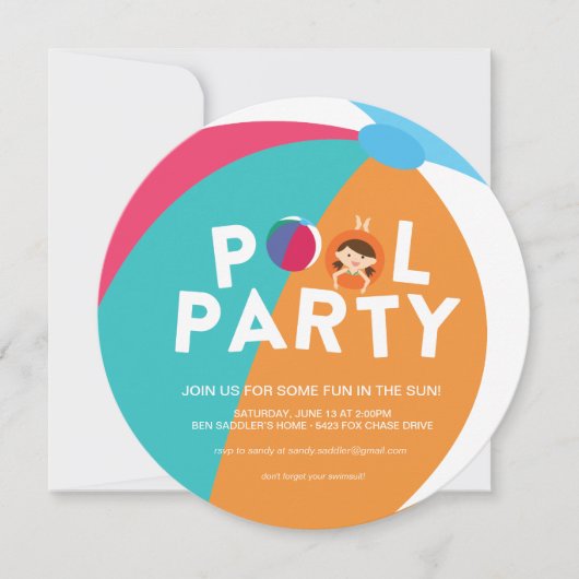 Invitation Fête de la piscine d'été (Devant)