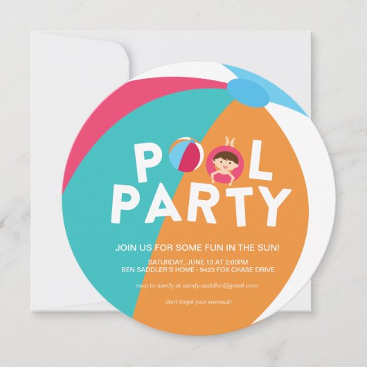 Invitation Fête de la piscine d'été (Devant)