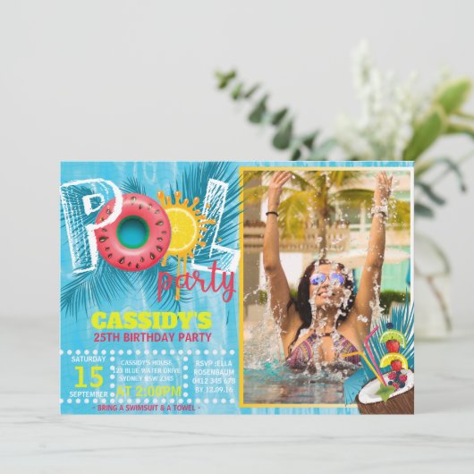 Invitation Fête de la piscine d'été (Debout devant)