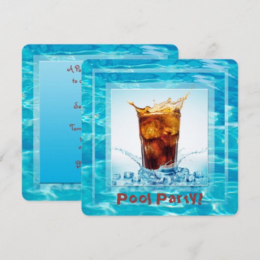 Invitation Fête de la piscine d'été (Devant / Derrière)