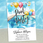 Invitation Fête de la piscine d'été aquarelle douce 16 Annive