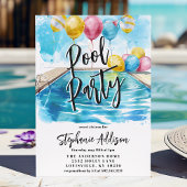 Invitation Fête de la piscine d'été aquarelle douce 16 Annive