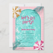 Invitation Fête de la piscine d'été de Malibu Beach Doll (Devant)