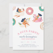 Invitation Fête de la piscine d'été| Flamant rose et annivers (Devant)