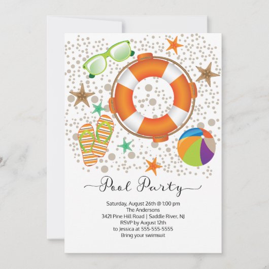 Invitation Fête de la piscine d'été moderne (Devant)