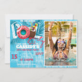 Invitation Fête de la piscine d'été Photo Anniversaire (Devant)