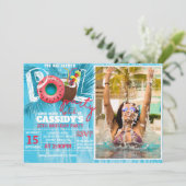 Invitation Fête de la piscine d'été Photo Anniversaire (Debout devant)