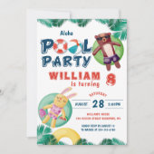Invitation Fête de la piscine d'été tropicale Anniversaire (Devant)