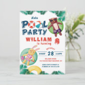 Invitation Fête de la piscine d'été tropicale Anniversaire (Debout devant)