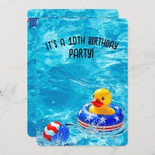 Invitation Fête de la piscine du 10e anniversaire avec canard