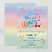 Invitation Fête de la piscine du Flamant rose de sirène (Devant / Derrière)