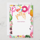 Invitation Fête de la piscine, Fête de la piscine, Anniversai (Dos)