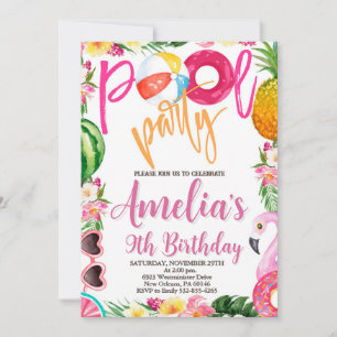 Invitation Fête de la piscine, Fête de la piscine, Anniversai