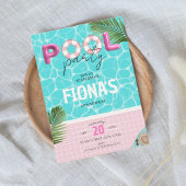 Invitation Fête de la piscine Fille d'été