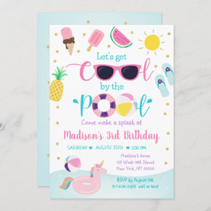 Invitation Fête de la piscine Gold Girl