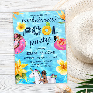 Invitation Fête de la piscine moderne Tropical Bachelorette