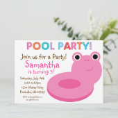 Invitation Fête de la piscine - Piscine rose Anniversaire flo (Debout devant)