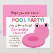Invitation Fête de la piscine - Piscine rose Anniversaire flo (Devant / Derrière)