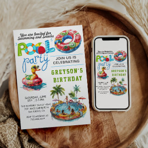Invitation Fête de la piscine pour adultes Plage d'été Annive