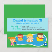 Invitation Fête de la piscine pour enfants (Devant / Derrière)