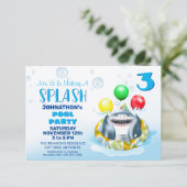 Invitation Fête de la piscine pour enfants requins (Debout devant)