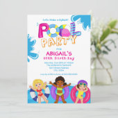 Invitation Fête de la piscine pour filles 10e anniversaire (Debout devant)