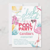 Invitation Fête de la piscine pour filles Anniversaire (Devant)
