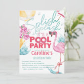 Invitation Fête de la piscine pour filles Anniversaire (Debout devant)