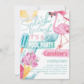 Invitation Fête de la piscine pour filles Anniversaire (Devant)