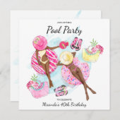 Invitation Fête de la piscine rétro (Devant / Derrière)