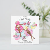 Invitation Fête de la piscine rétro (Debout devant)