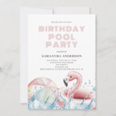 Invitation Fête de la piscine rose moderne (Devant)