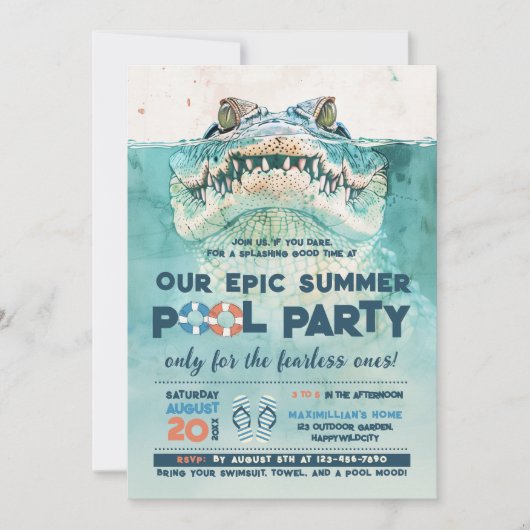 Invitation Fête de la piscine sans peur Anniversaire (Devant)