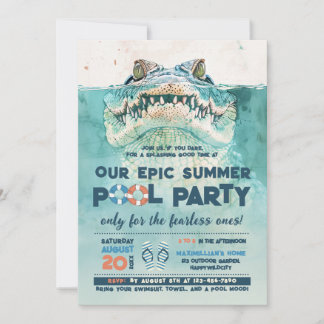 Invitation Fête de la piscine sans peur Anniversaire