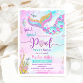 Invitation Fête de la piscine Sirène sous la mer Anniversaire