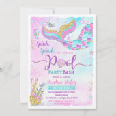 Invitation Fête de la piscine Sirène sous la mer Anniversaire (Devant)