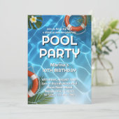 Invitation Fête de la piscine tropicale Anniversaire d'été (Debout devant)
